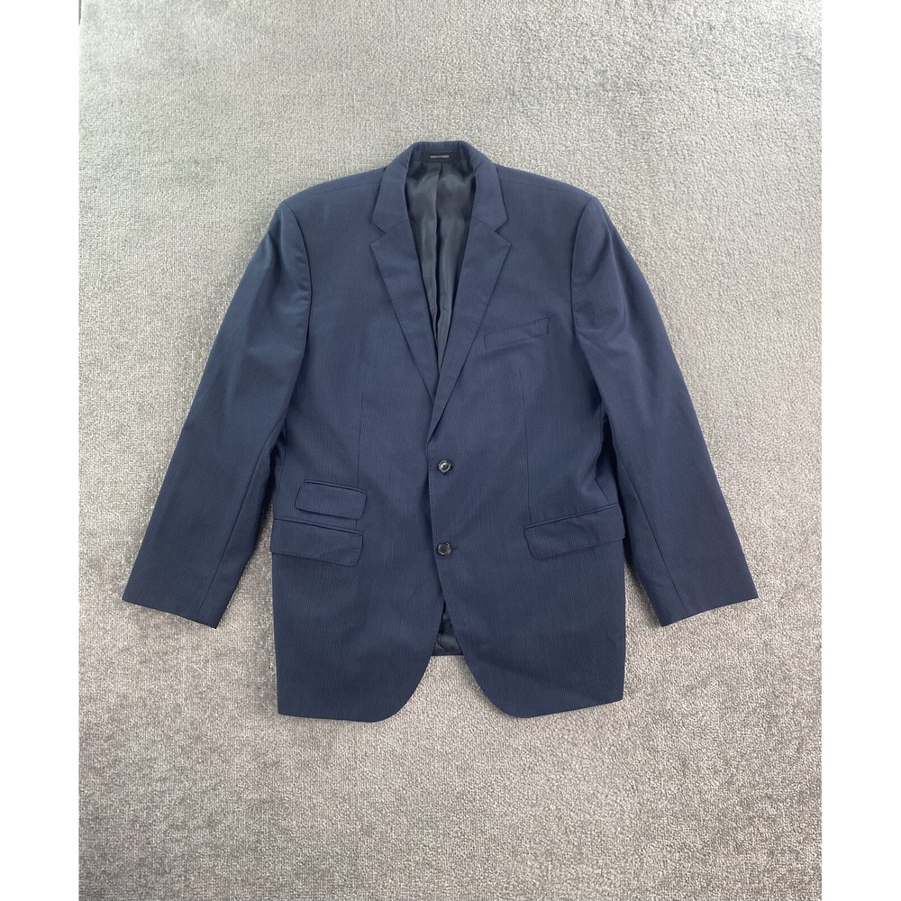 Hugo Boss Suit 46 R Blue Wool Sweet Sharp Striped Luxury Designer Sport Coat